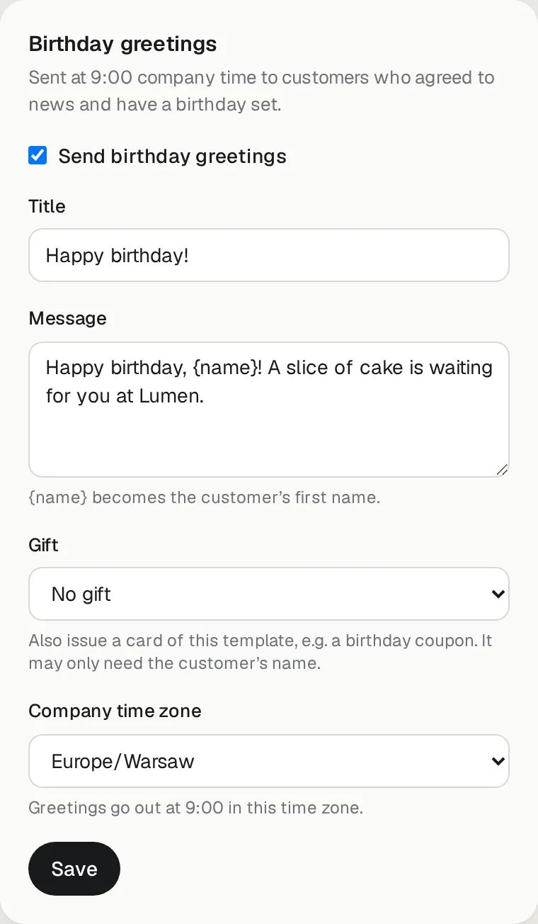 Birthday greetings