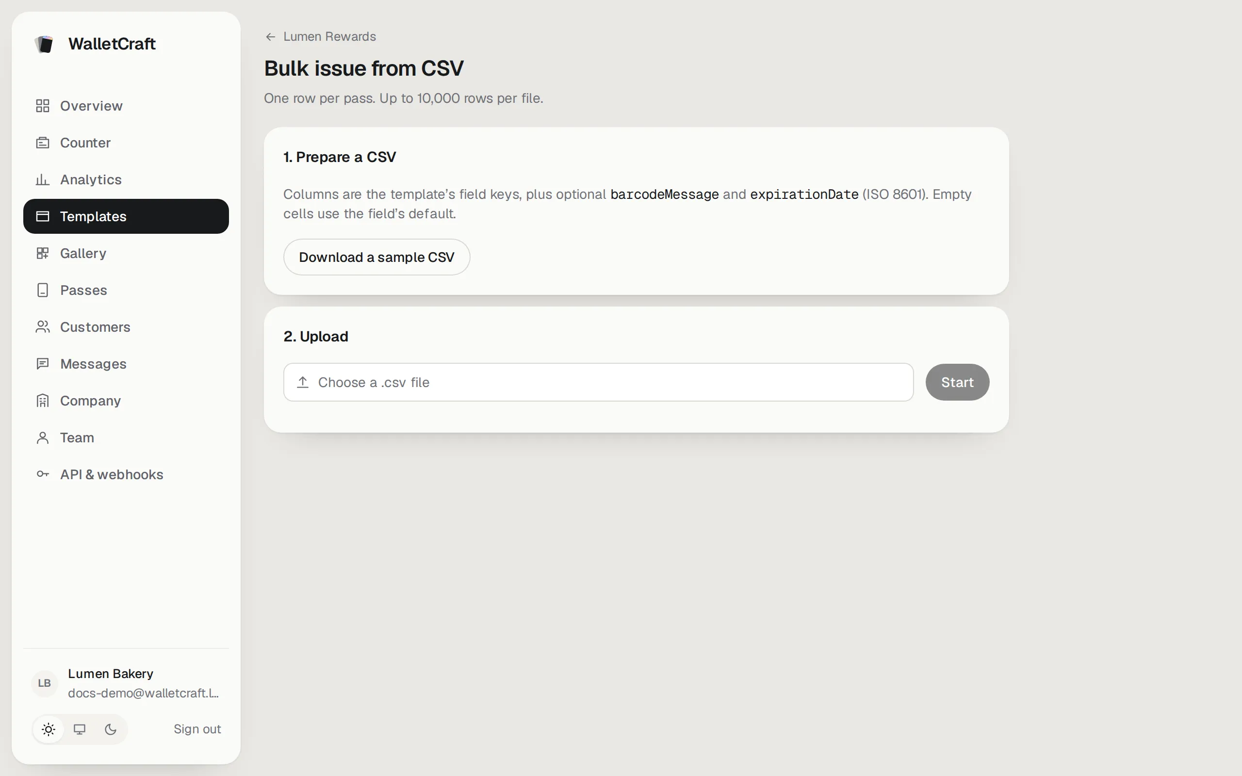 Bulk issue from CSV