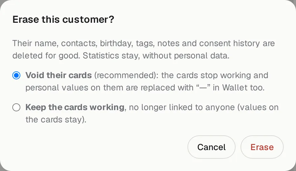 Erase this customer?