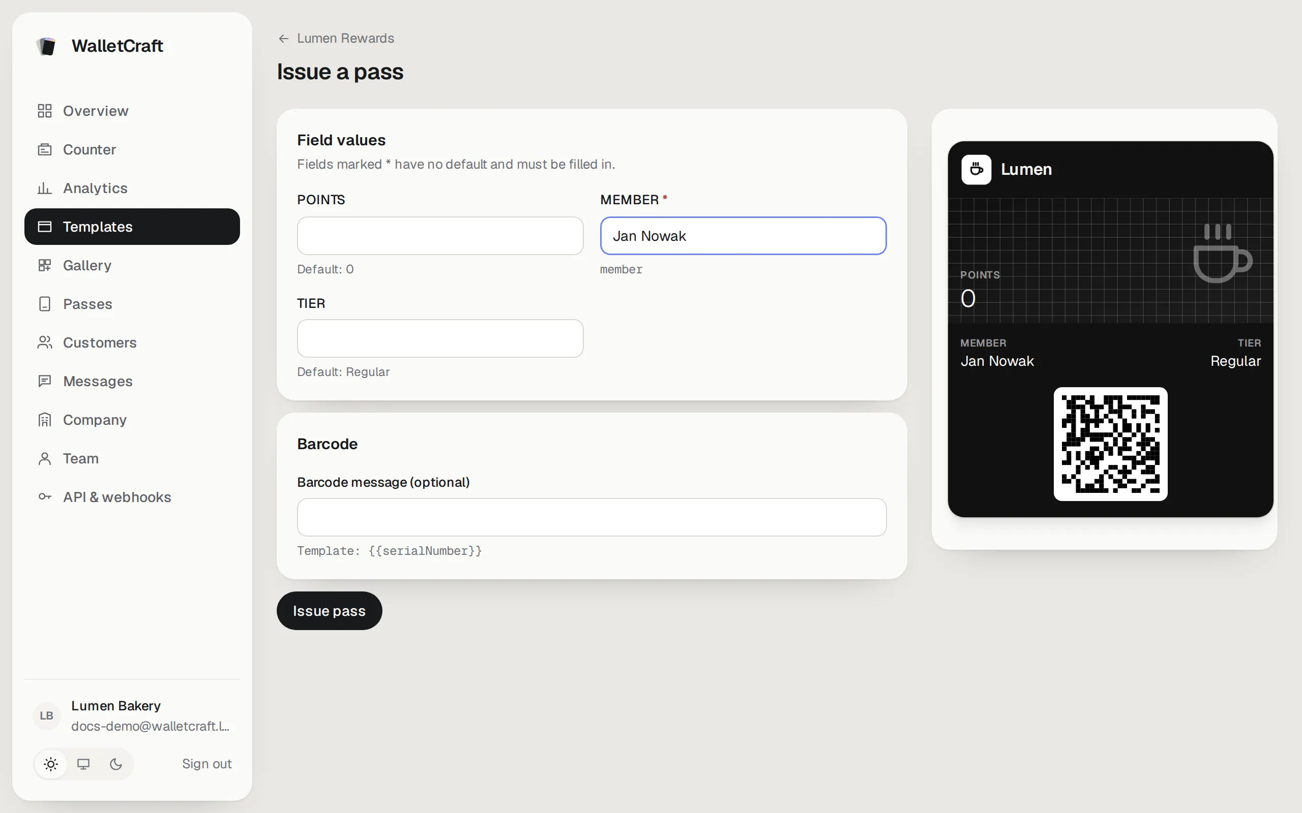 Issuing a single card