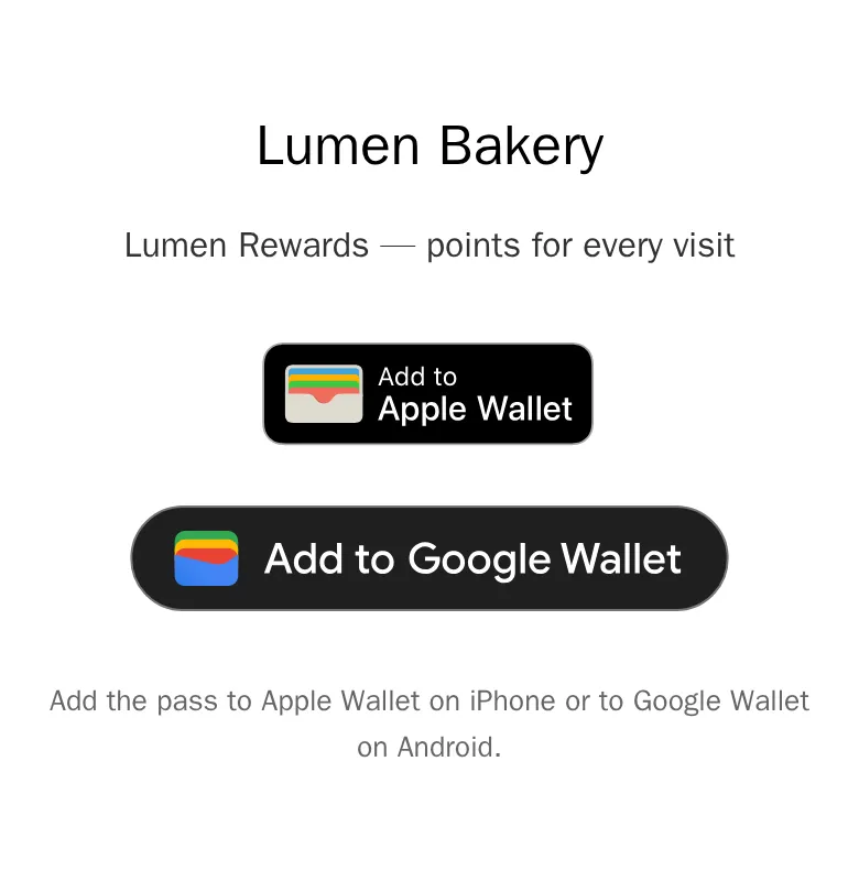 The card page on a phone