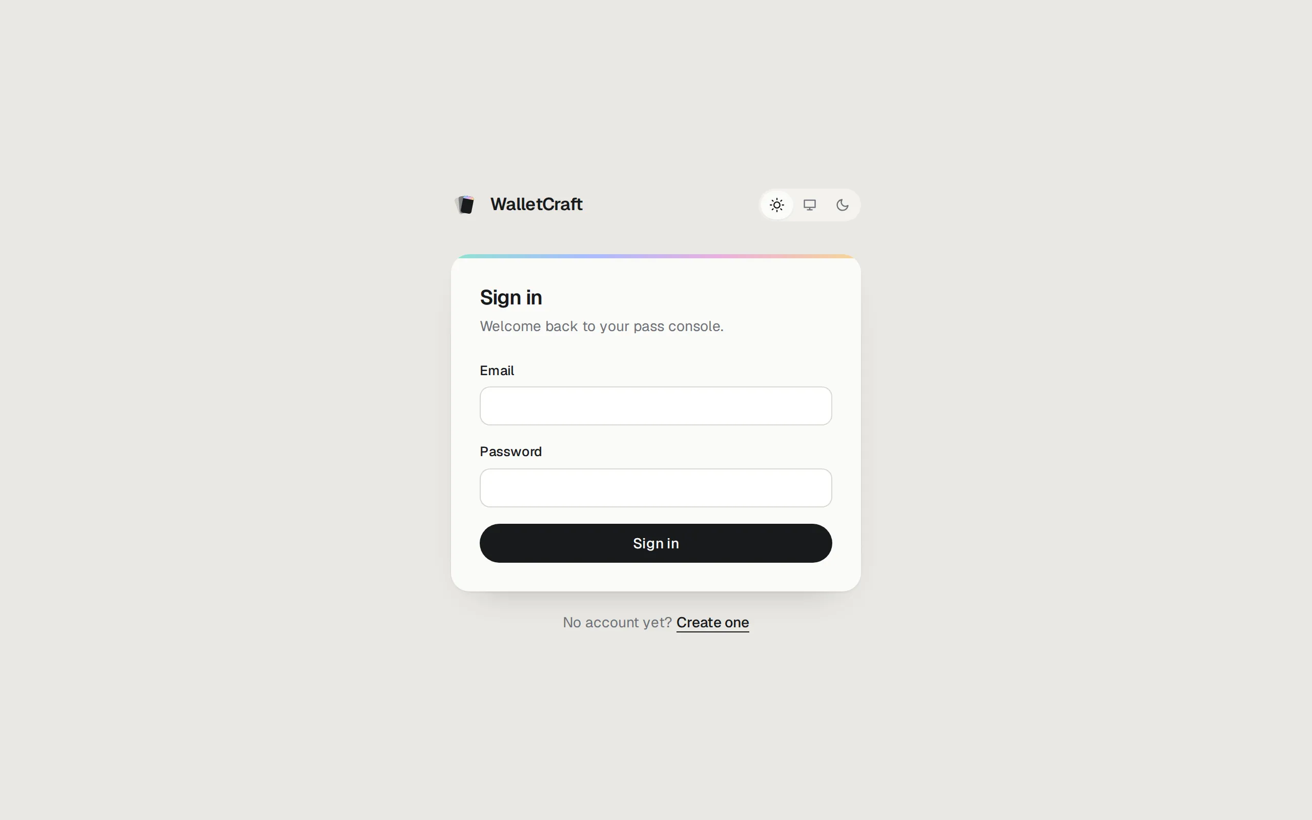 The sign-in page