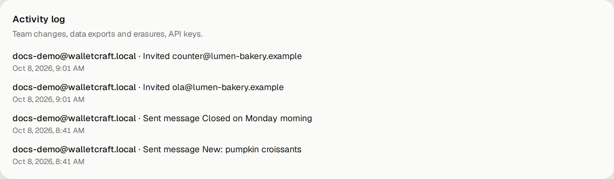The activity log